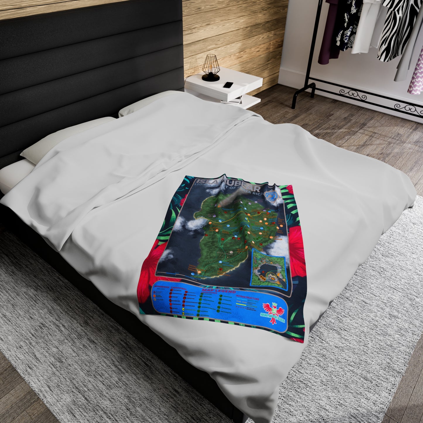 Map of Isla Nublar Velveteen Plush Blanket