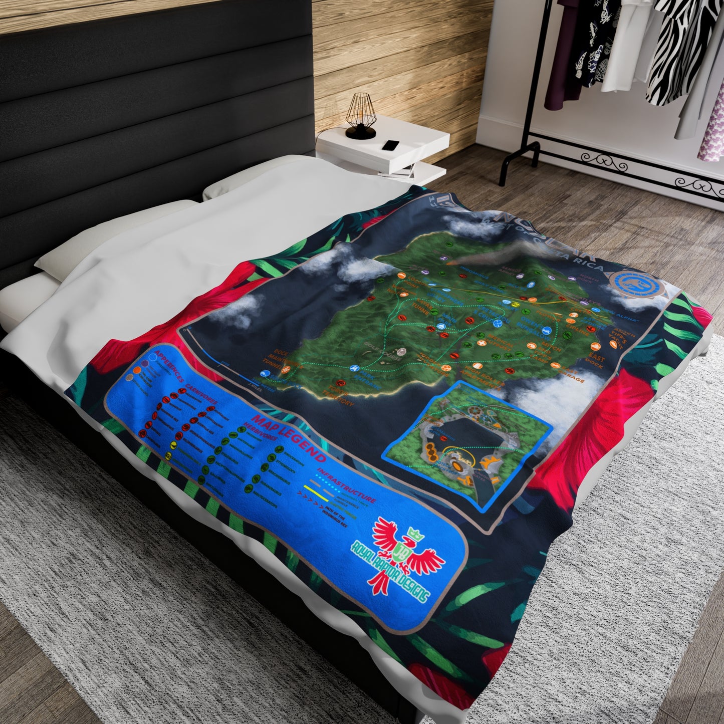 Map of Isla Nublar Velveteen Plush Blanket