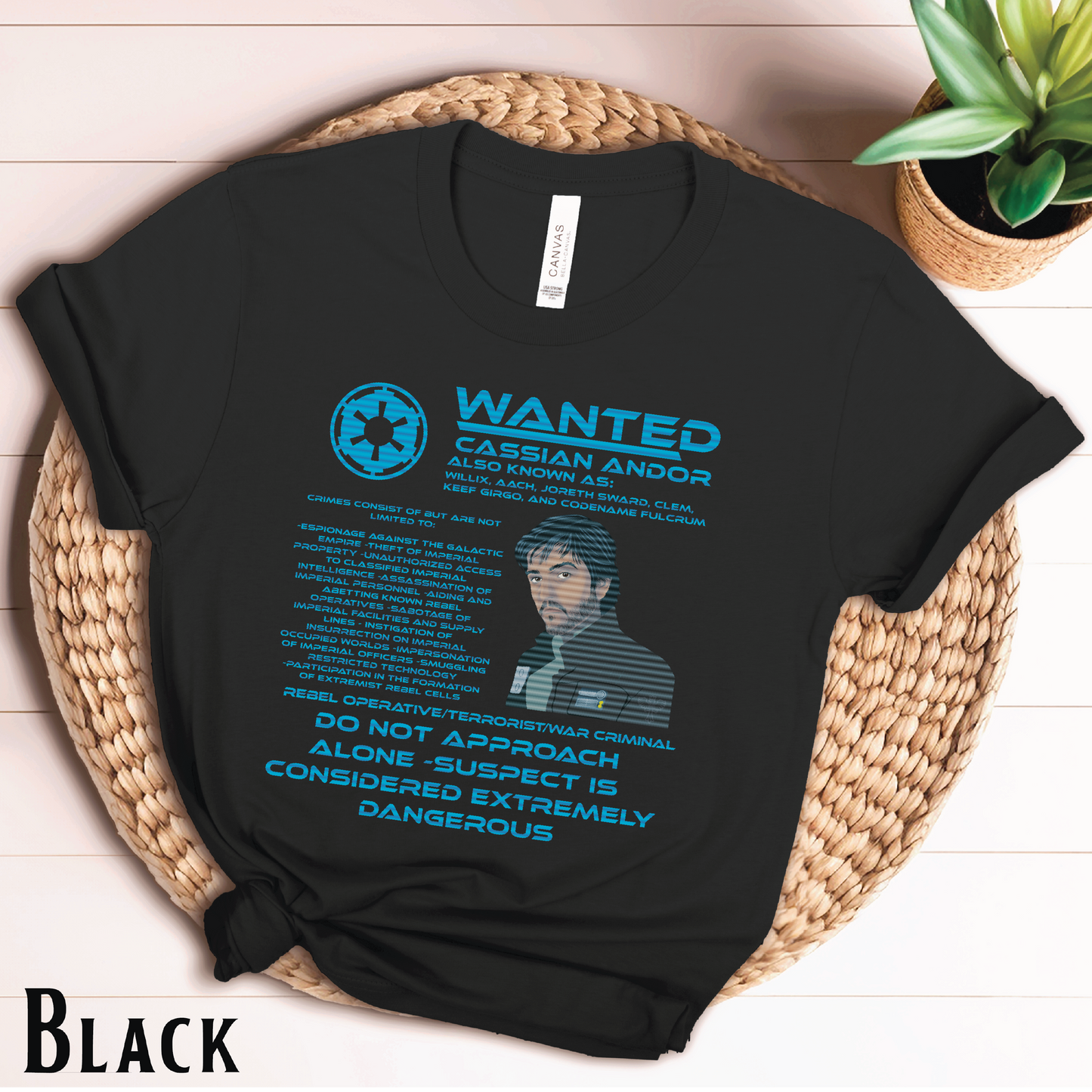 Cassian Andor Wanted Poster Shirt | Rebel Spy Vintage Design